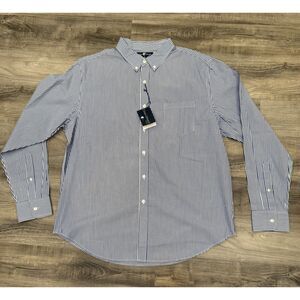 Chase Edward Golf Stripe Blue White Button Down Long Sleeve Men Shirt XL NWT